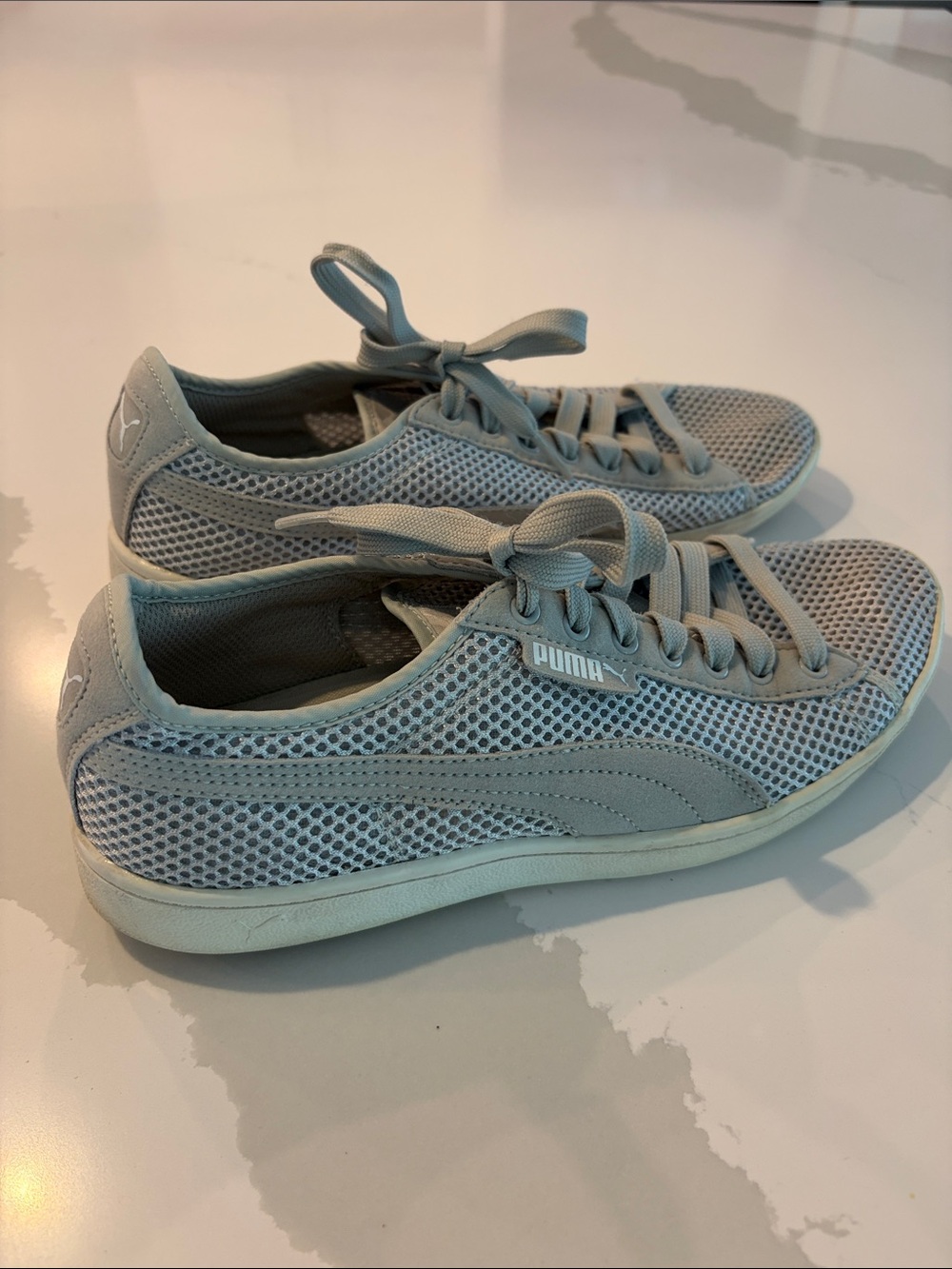 Puma Women's Size 9 Light Grey Mesh Low-Top Sneakers